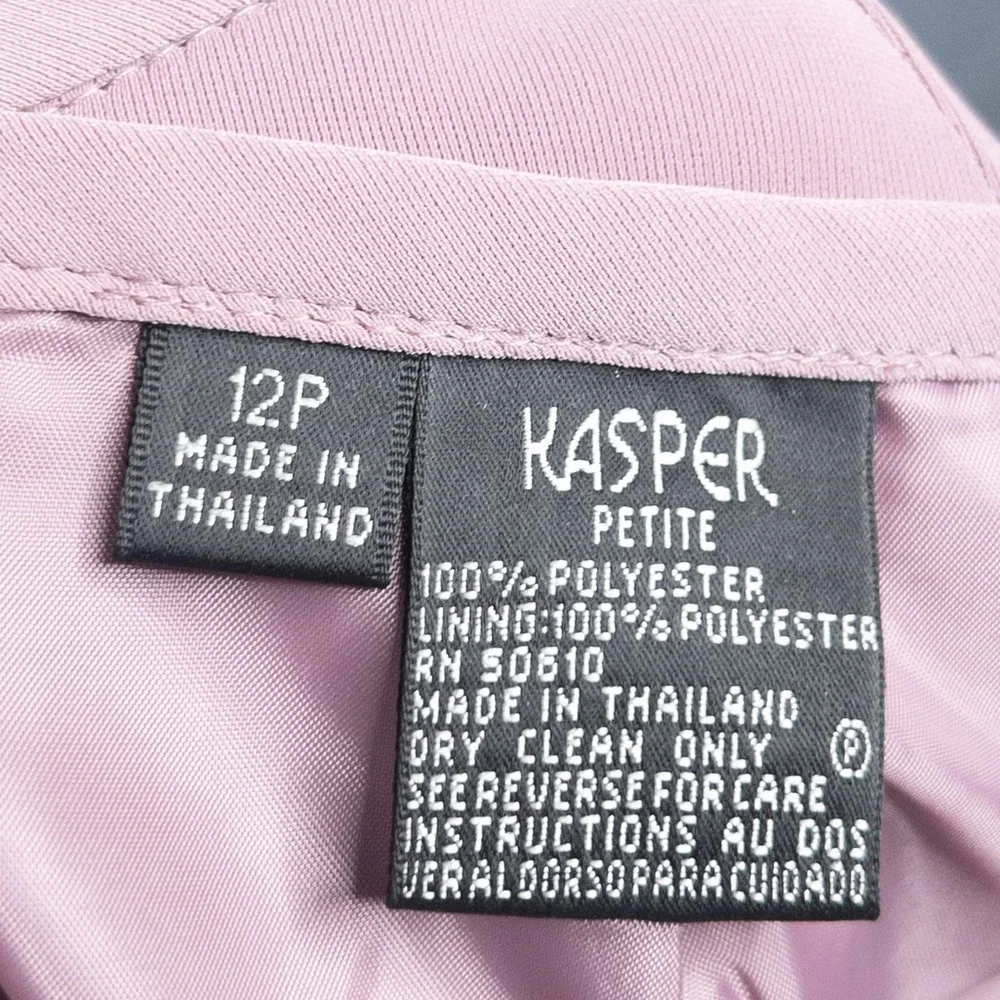 Kasper Petites 12 12P Dusty Purple‎ Silk Trim Scarf Skirt Suit Set 3 Piece Work